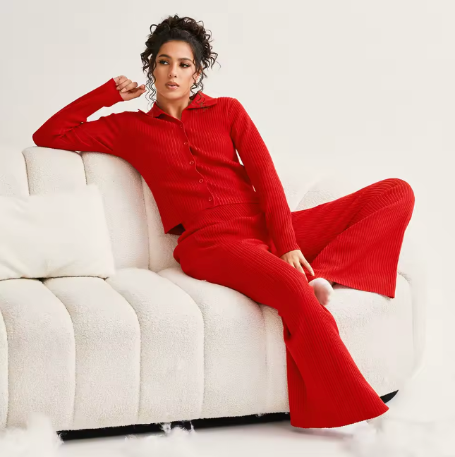 Women Two Piece Set, Top and Bottom, Loungewear, 4 Color Options