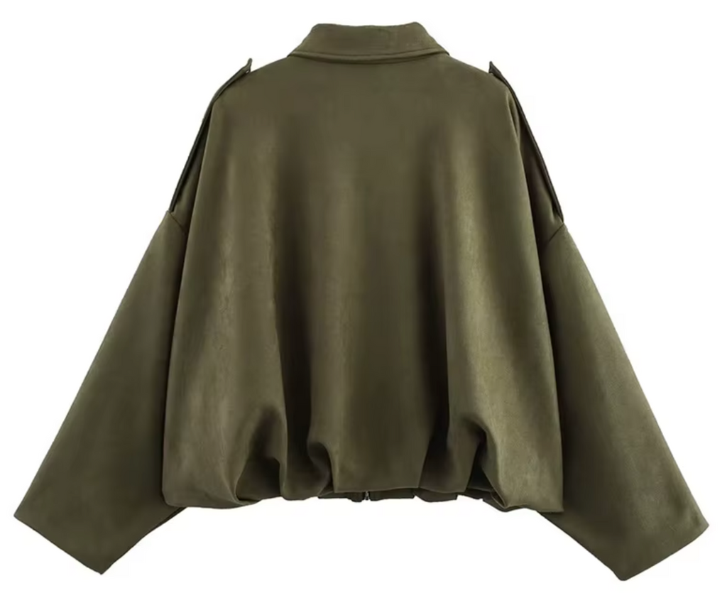 Women's Bomber Jacket with Collar and Zipper, 3 Color Options