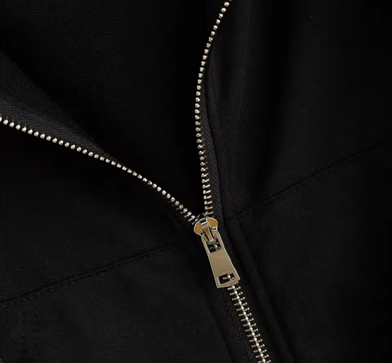 Women's Casual Jacket with Zipper and Pockets, Black Color